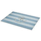 Planche À Découper Adorable Ancre nautique sur les rayures bleu clair (Coin)