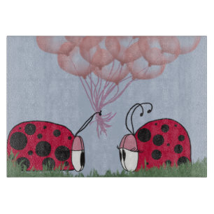 Planche À Découper Adorable Ladybug Avec Joli Bouquet De Balloon Rose