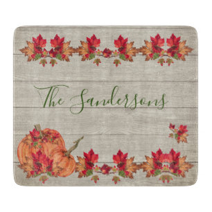 Planche À Découper Affaire Leaves de Rustic Wood Autumn Orange Pumkin