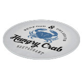 Planche À Découper Affiche affamée de restaurant de crabe (Coin)