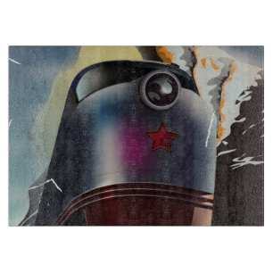 Planche À Découper Affiche de locomotive soviétique vintage CCCP
