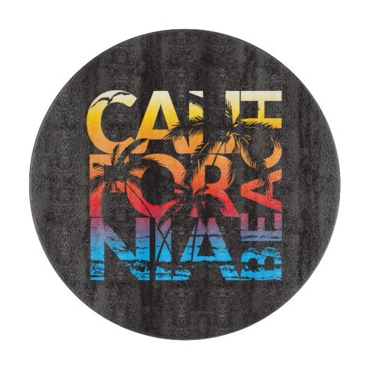 Planche À Découper Affiche de plage de la Californie (Devant)