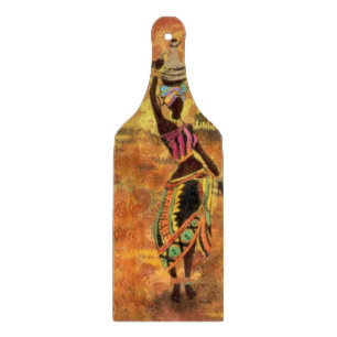 Planche À Découper African Girl and Giraffe - Amis - Dessin artistiqu