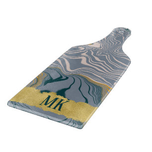 Planche À Découper Agate Abstrait Baby Blue Marble Swirl