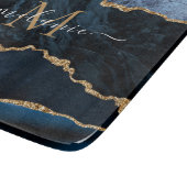 Planche À Découper Agate Blue Gold Marble Nom Lettre Coupe (Coin)
