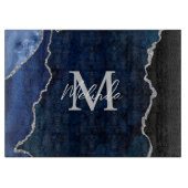 Planche À Découper Agate de marbre bleu marine et argenté (Devant)