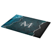 Planche À Découper Agate de marbre bleu turquoise et argenté (Coin)