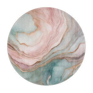 Planche À Découper Agate de verre ronde mauve et sarcelle
