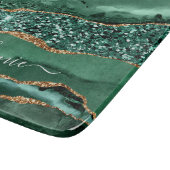 Planche À Découper Agate Green Gold Marble Nom personnalisé Tableau d (Coin)