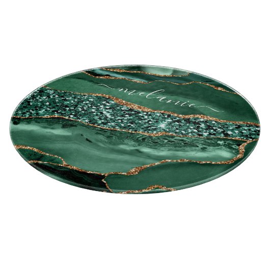 Planche À Découper Agate Green Gold Parties scintillant Geode Marbre (Coin)