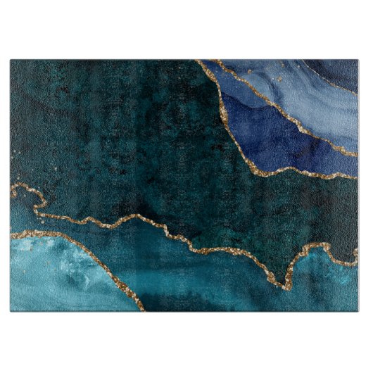 Planche À Découper Agate Lux Paon & Or (Devant)