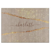 Planche À Découper Agate marbre parties scintillant en pierre beige o (Devant)