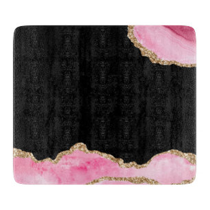 Planche À Découper Agate Marbre Rose Élégante Pierre Précieuse Paille