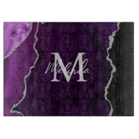 Agate Marbré Violet et Argent