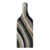 Planche À Découper Agate moderne noir blanc et or fluide marbre cu (Devant)