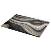 Planche À Découper Agate moderne noir blanc et or marbre fluide (Coin)