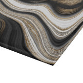 Planche À Découper Agate Noir blanc et or fluide marbre moderne (Coin)