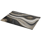 Planche À Découper Agate Noir blanc et or fluide marbre moderne (Coin)