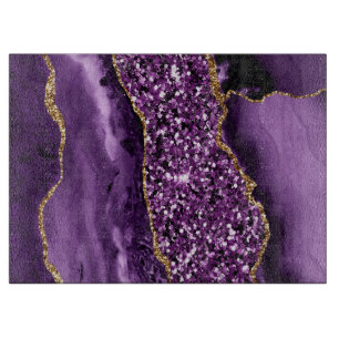 Planche À Découper Agate océanique élégante violette et dorée