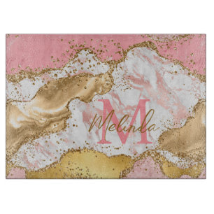 Planche À Découper Agate sequins or et rose