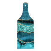 Planche À Découper Agate Turquoise Blue Gold Parties scintillant Marb (Devant)