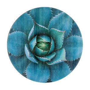 Planche À Découper Agave Succulent Géométrique Turquoise Vibrant en M