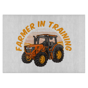 Planche À Découper Agriculteur drôle futur en formation tracteur agri