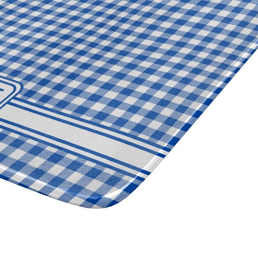 Planche À Découper Agritourisme Bleu et Blanc En vichy Plaid Monogram (Coin)