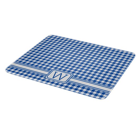 Planche À Découper Agritourisme Bleu et Blanc En vichy Plaid Monogram (Coin)