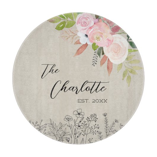 Planche À Découper Agritourisme Floral Custom Année de création (Devant)