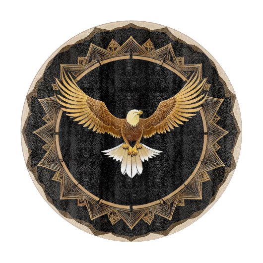 Planche À Découper Aigle royal sur mandala géométrique (Devant)