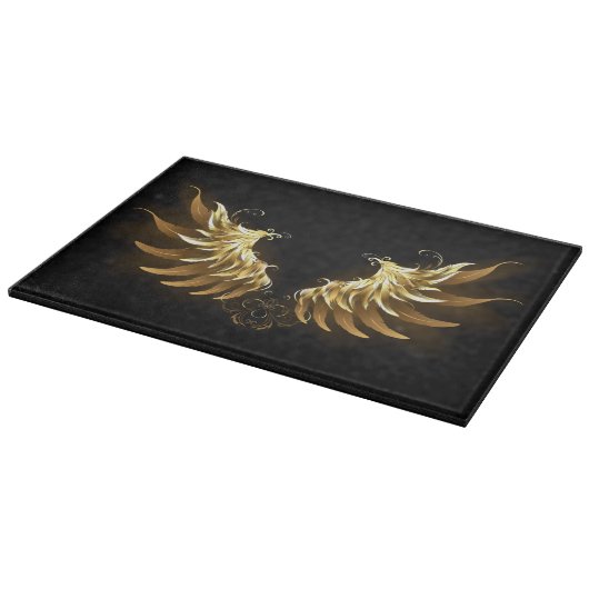 Planche À Découper Ailes d'Ange d'or sur arrière - plan noir (Coin)