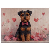 Planche À Découper Airedale avec Rose - Saint Valentin (Devant)