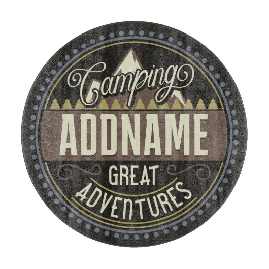 Planche À Découper AJOUT Personnalisé Family Camp Trip Camping Réunio (Devant)