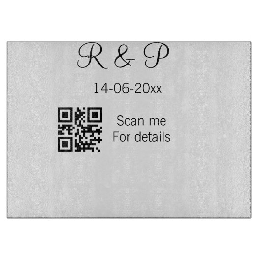Planche À Découper Ajouter le nom du couple date année QR code ici ma (Devant)