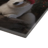 Planche À Découper Akita au coin du feu de Noël (Coin)