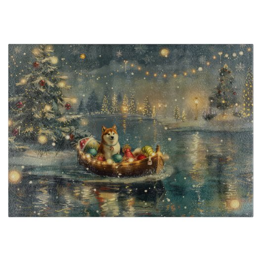 Planche À Découper Akita Christmas Festive Voyage (Devant)