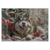 Planche À Découper Alaskan Malamute Chien Fête de Noël (Devant)