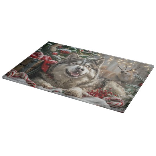 Planche À Découper Alaskan Malamute Chien Fête de Noël (Coin)