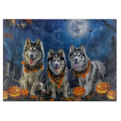 Planche À Découper Alaskan Malamute Halloween Éffrayant (Devant)