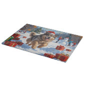 Planche À Découper Alaskan Malamute Noël Festive Scène de neige (Coin)