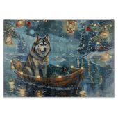 Planche À Découper Alaskan Malamute Noël Festive Voyage (Devant)