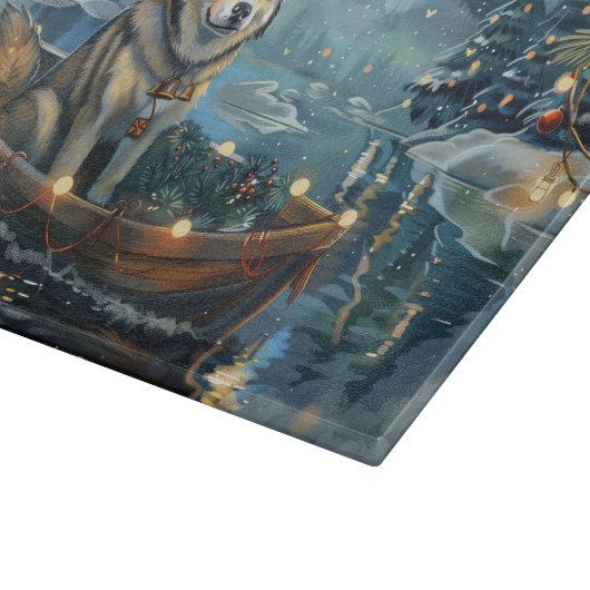 Planche À Découper Alaskan Malamute Noël Festive Voyage (Coin)