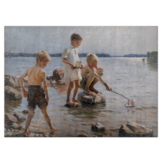 Planche À Découper Albert Edelfeue - Les garçons jouent sur le rivage (Devant)