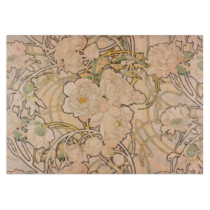 Planche À Découper Alfonse Mucha Art Nouveau Peonies