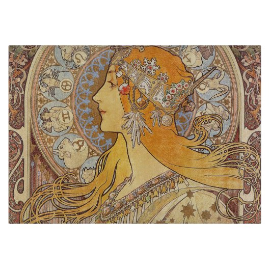 Planche À Découper Alfonse Mucha Zodiac Art nouveau femme (Devant)