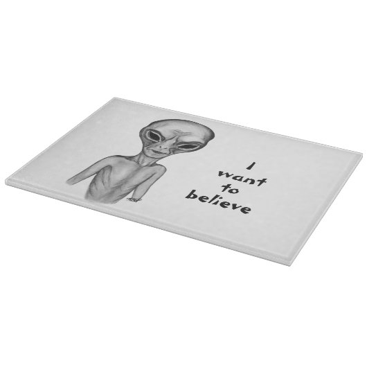 Planche À Découper Alien gris, je veux croire (Coin)