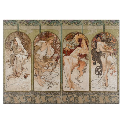 Planche À Découper Alphonse Mucha Four Seasons 1897 Art Nouveau Panel (Devant)