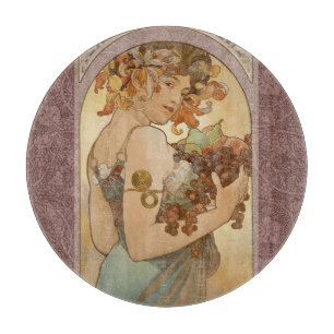 Planche À Découper Alphonse Mucha Fruit Art Nouveau Vintage Jeune Fil