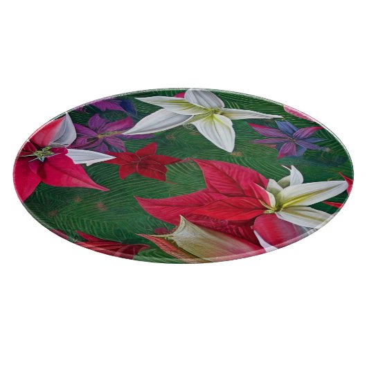 Planche À Découper Amaryllis Fleurs et pins (Coin)